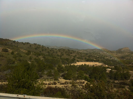 Een dubbele regenboog....